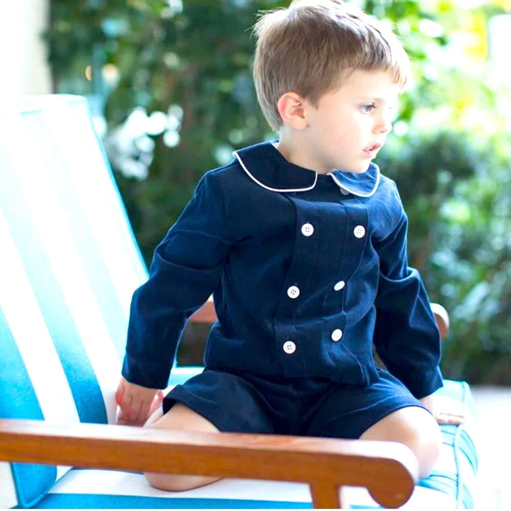 The Bailey Boys Navy Blue Corduroy Short Set Size 4T